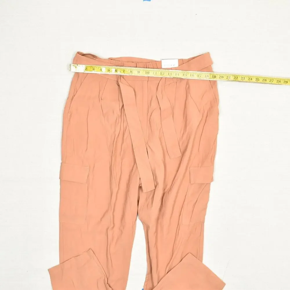 NEW Nine West Women Cargo Tapered Pants Rayon Orange Size XL Zip Solid